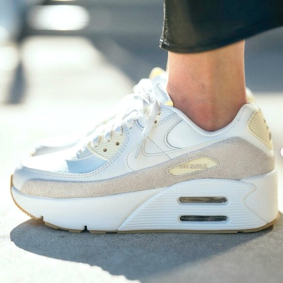 Shoes - NIKE AIR MAX 90 LV8 Platform Women's Casual Sneakers Shoes Sail Cream Orewood